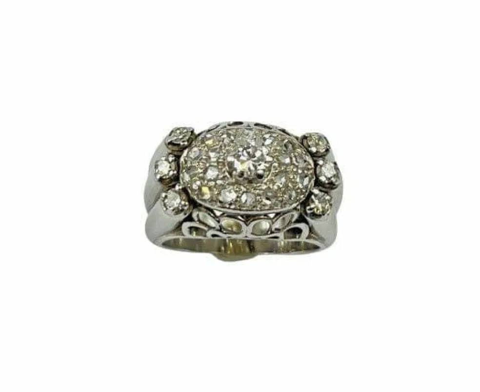 Bague Dôme Or blanc Diamants