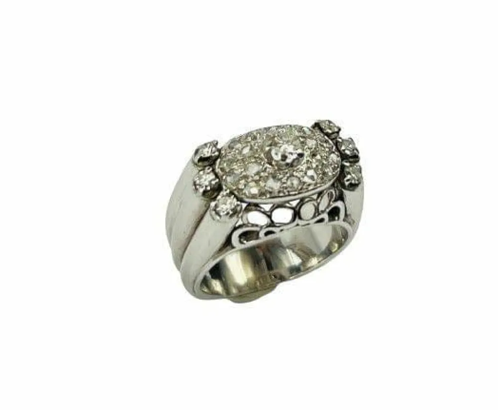 Bague Dôme Or blanc Diamants