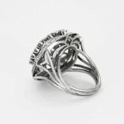 Bague dôme or blanc diamants