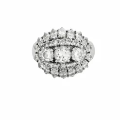 BAGUE DÔME OR BLANC ET DIAMANTS