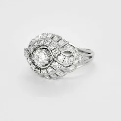 Bague dôme or blanc et diamants
