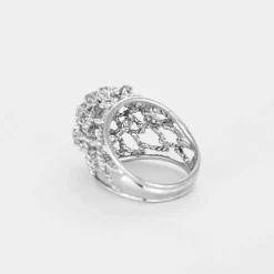 Bague dôme or blanc et diamants