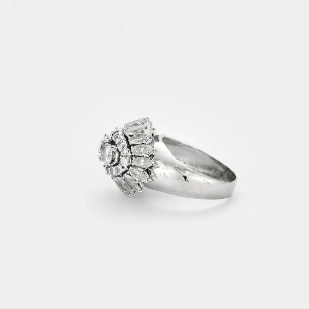 BAGUE DÔME OR BLANC ET DIAMANTS