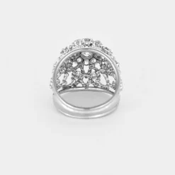 Bague dôme or blanc et diamants