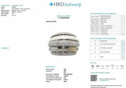 Bague dôme or blanc pavage diamants certificat HRD