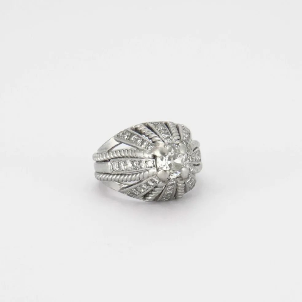 Bague Dôme Or gris Diamants