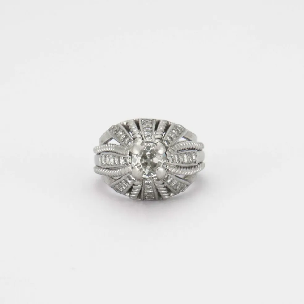 Bague Dôme Or gris Diamants