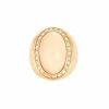 Bague dôme, or jaune, corail peau d'ange, diamants
