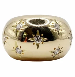 Bague dôme or jaune, diamants serti étoilé (circa 1950)