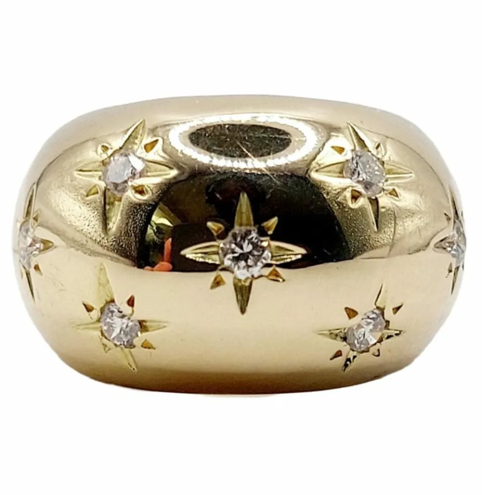 Bague dôme or jaune, diamants serti étoilé (circa 1950)