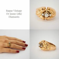 Bague Dôme Or Jaune Diamants