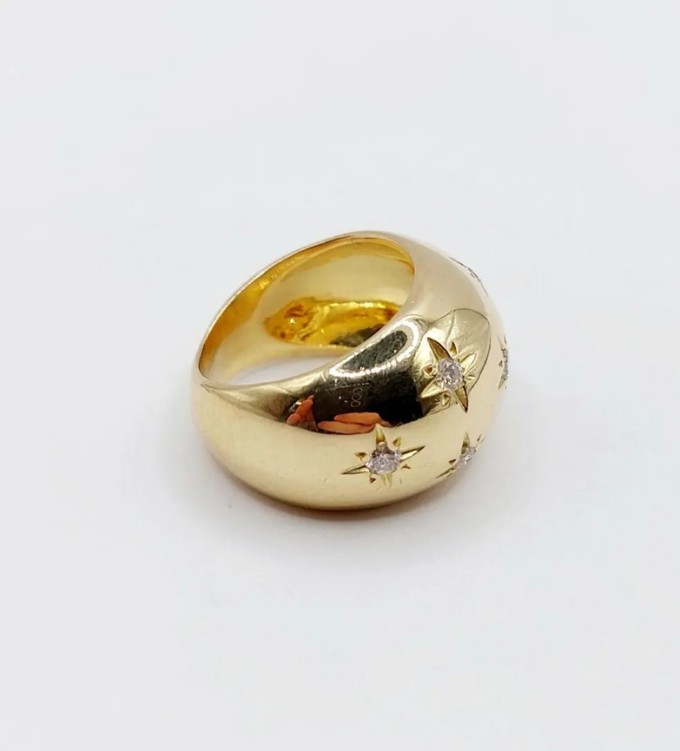 Bague dôme or jaune, diamants serti étoilé (circa 1950)