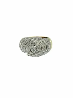 Bague dôme or jaune et blanc 87 diamants certificat HRD