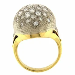 Bague dôme or jaune et blanc diamants