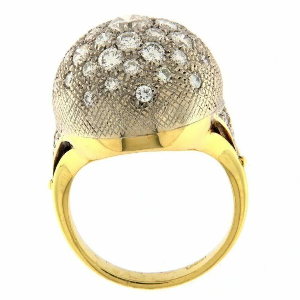 Bague dôme or jaune et blanc diamants