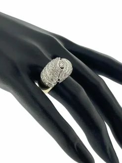 Bague dôme or jaune et blanc 87 diamants certificat HRD