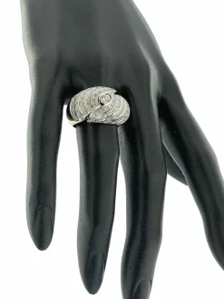 Bague dôme or jaune et blanc 87 diamants certificat HRD
