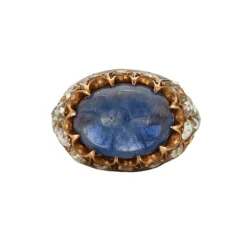 Bague Dôme or jaune saphir et diamants