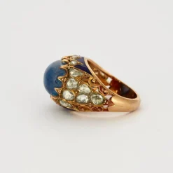 Bague Dôme or jaune saphir et diamants