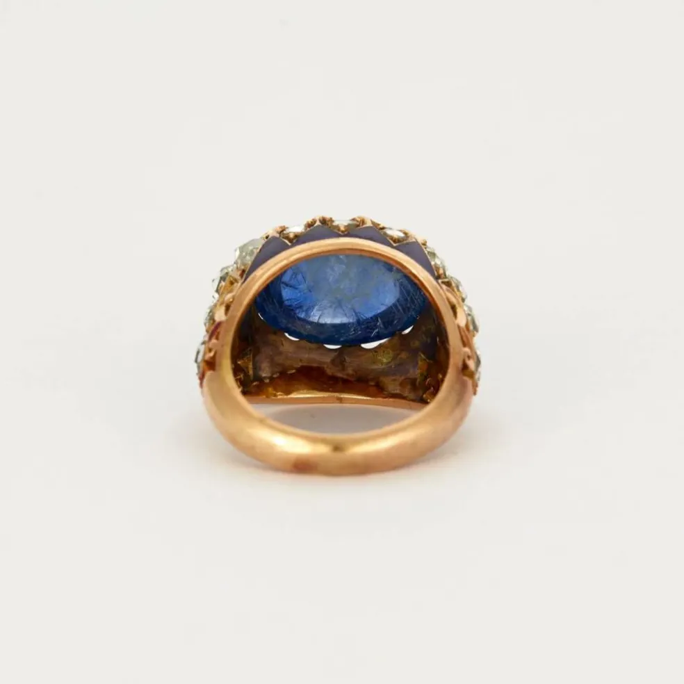 Bague Dôme or jaune saphir et diamants