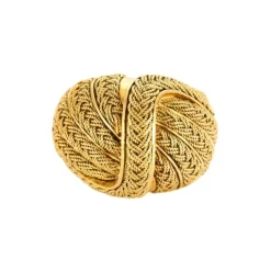 Bague dôme or jaune tréssé