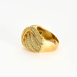 Bague dôme or jaune tréssé