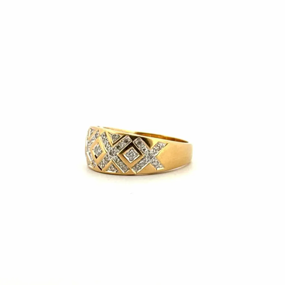 Bague Dôme Pavée Or Jaune Diamants