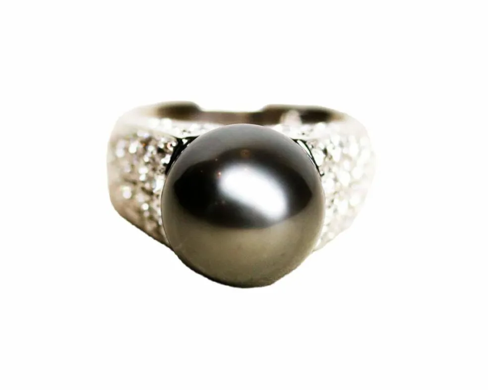 Bague Dôme Perle de Tahiti et Diamants