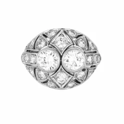 Bague dôme platine et diamants
