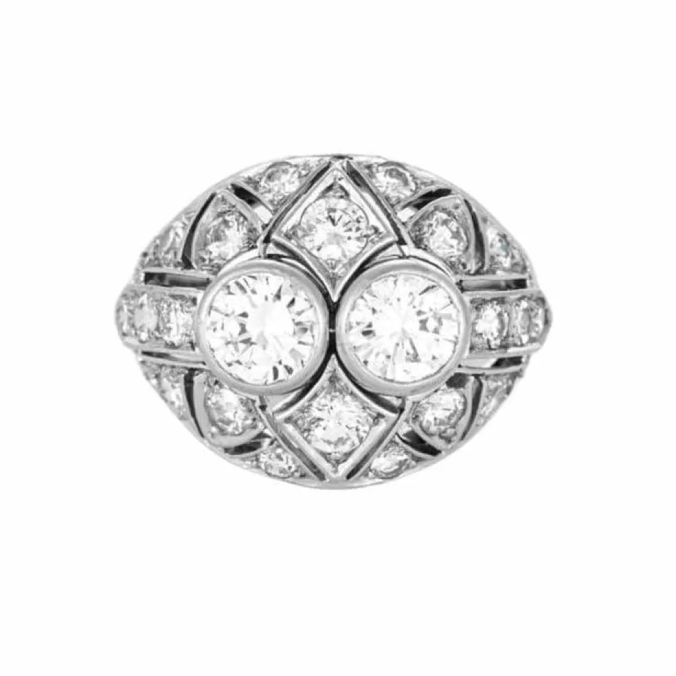 Bague dôme platine et diamants
