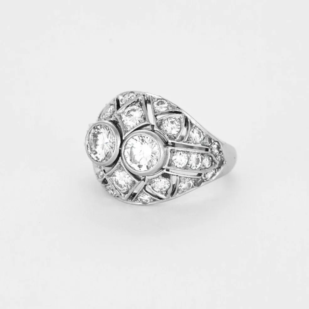 Bague dôme platine et diamants