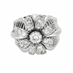 Bague Dôme Rétro Or Blanc et Diamants