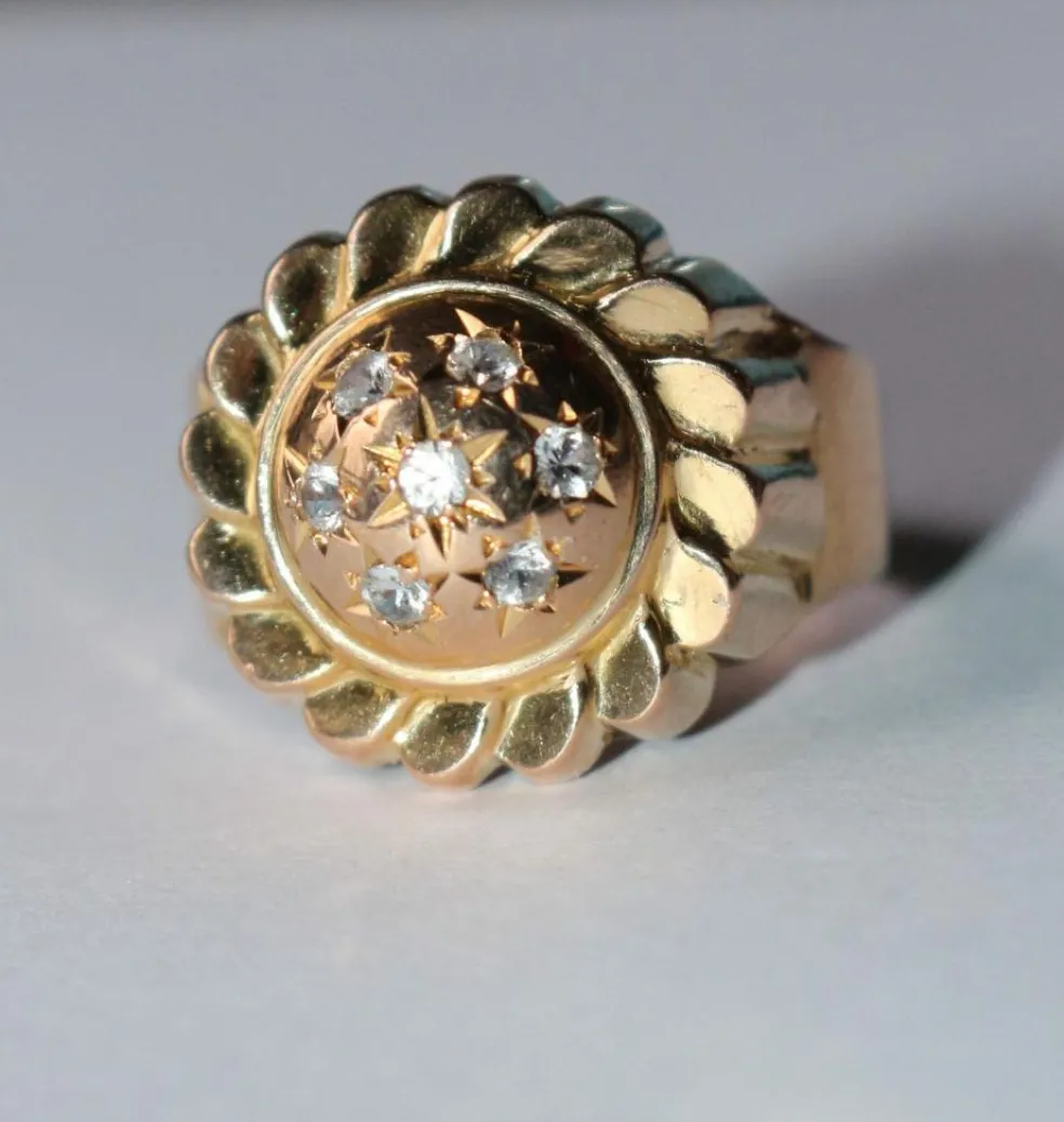 Bague dôme rétro or jaune