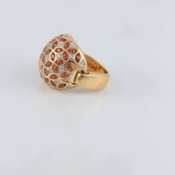 Bague Dôme Saphirs orange Diamants
