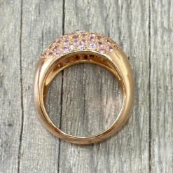 Bague dôme saphirs roses diamant