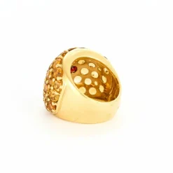 Bague dôme sertie de grenats et de citrines