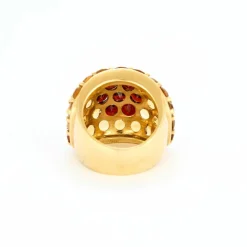 Bague dôme sertie de grenats et de citrines