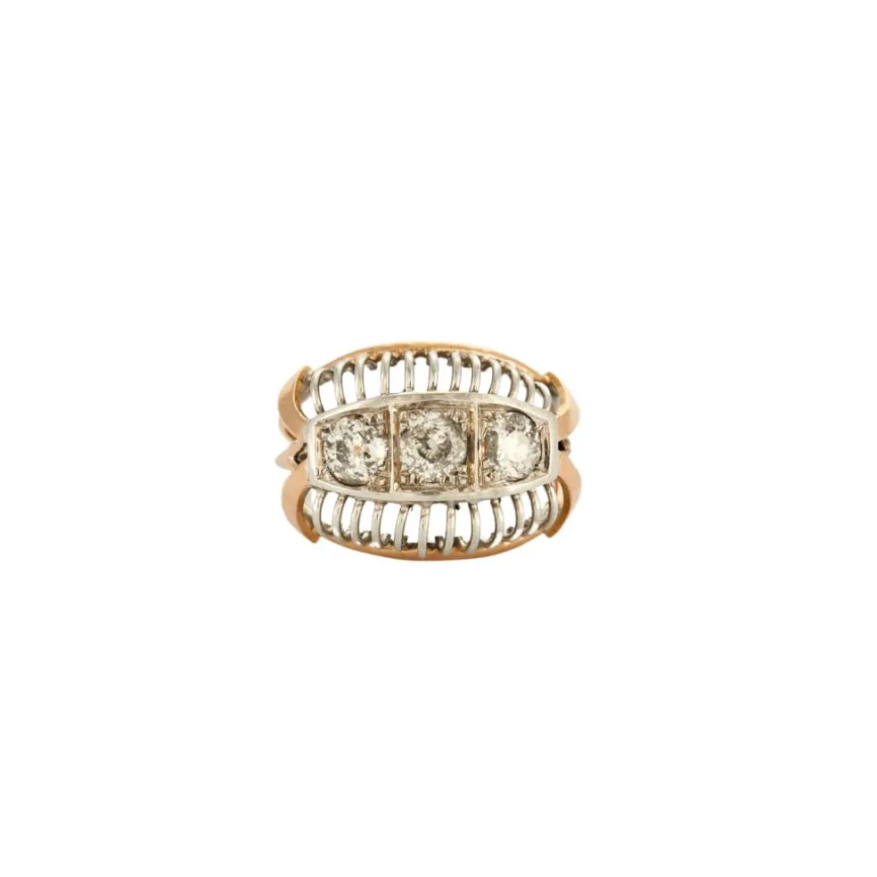 Bague dôme trilogie 2 Ors Diamants
