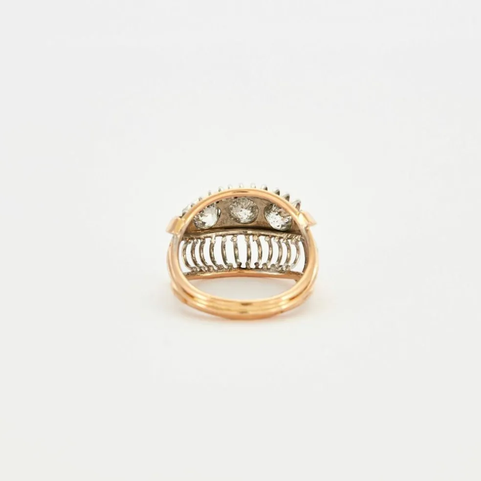 Bague dôme trilogie 2 Ors Diamants