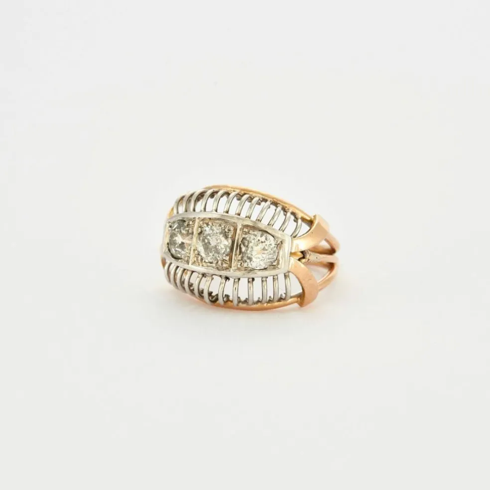 Bague dôme trilogie 2 Ors Diamants
