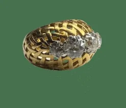 Bague dôme vannerie diamants