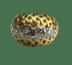 Bague dôme vannerie diamants