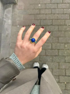 Bague dôme vintage en lapiz lazuli