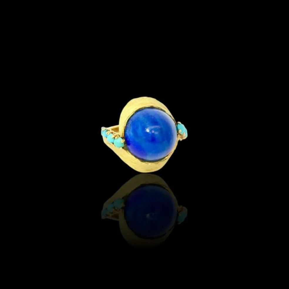 Bague dôme vintage en lapiz lazuli