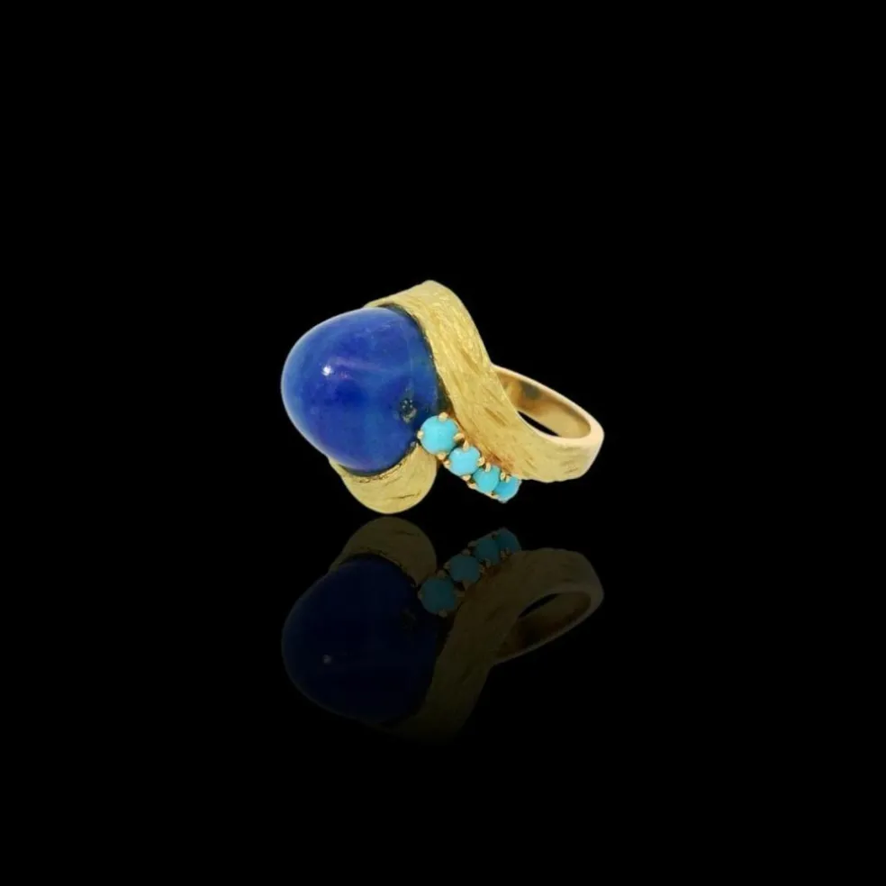 Bague dôme vintage en lapiz lazuli