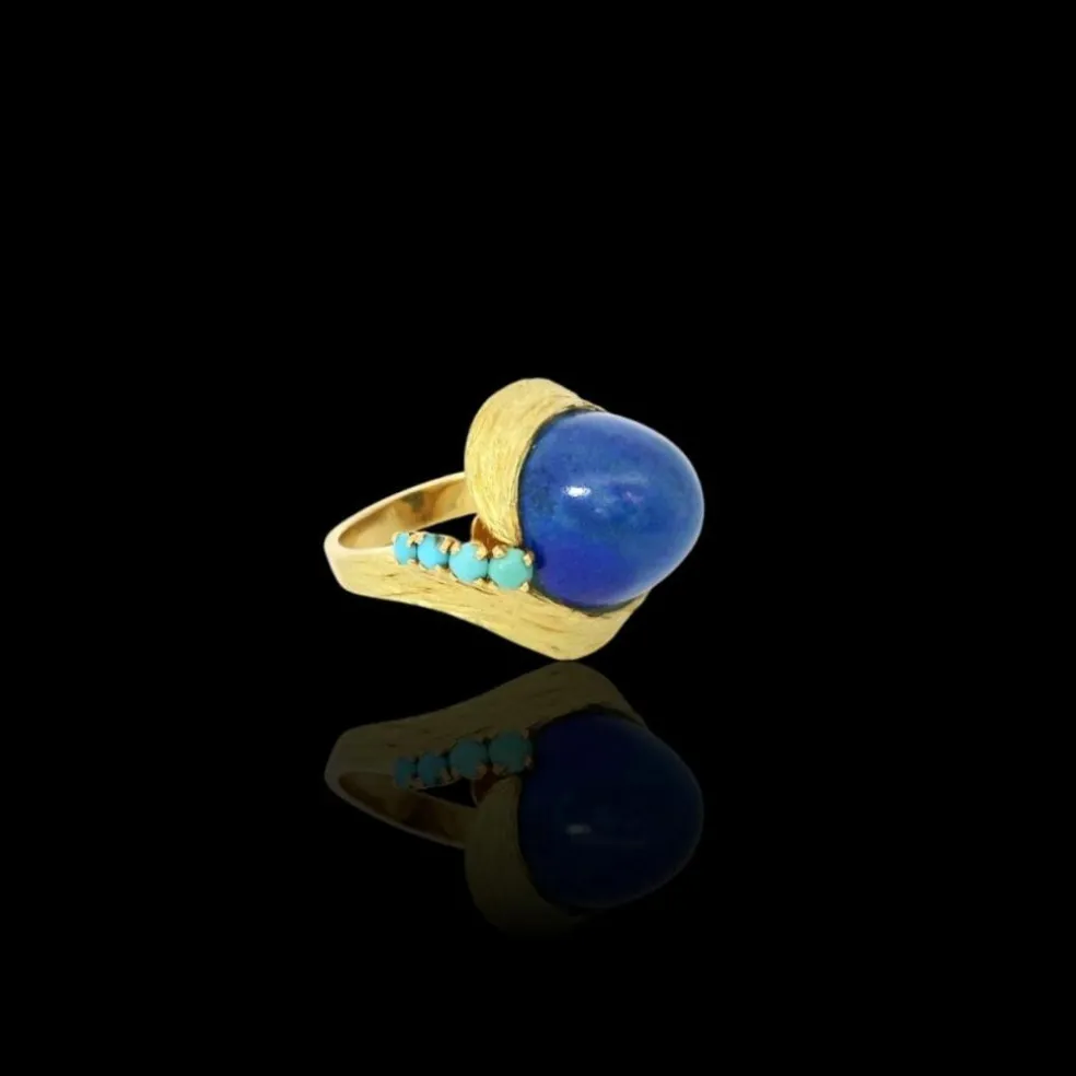 Bague dôme vintage en lapiz lazuli