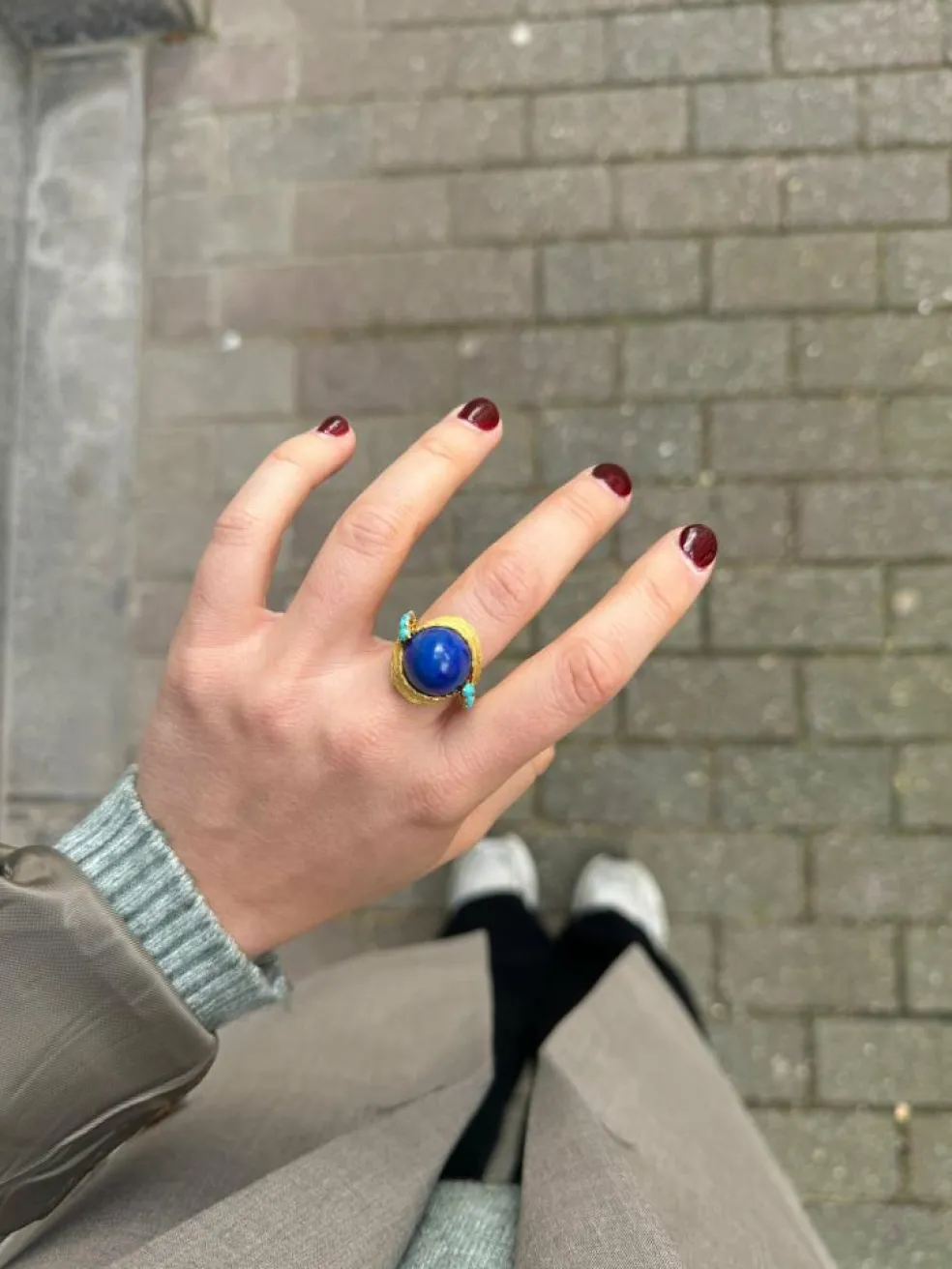 Bague dôme vintage en lapiz lazuli
