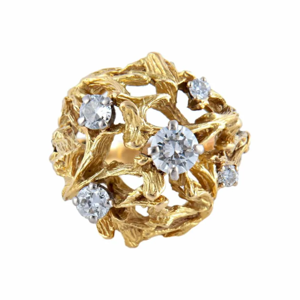 BAGUE "DOME" OR & DIAMANTS
