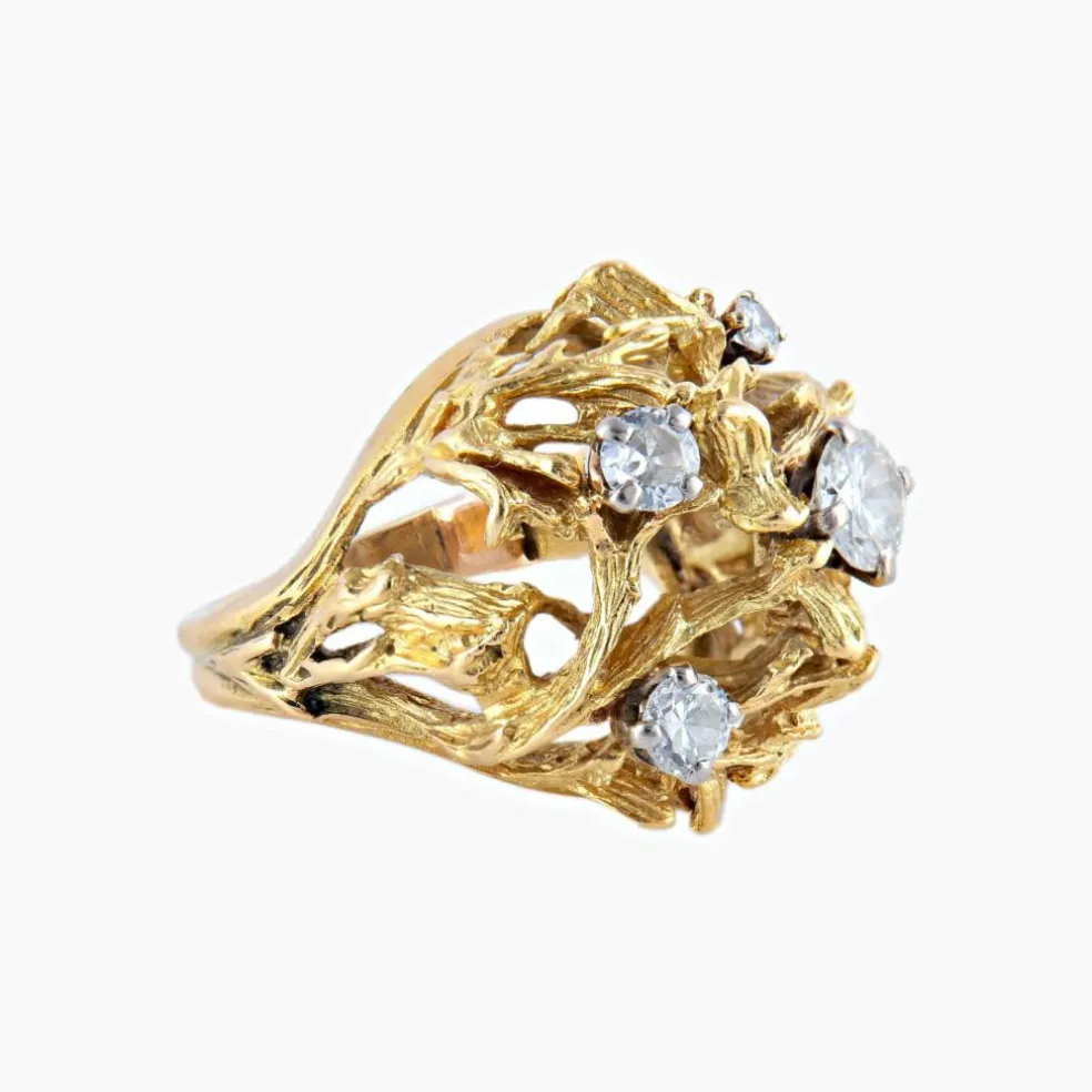 BAGUE "DOME" OR & DIAMANTS