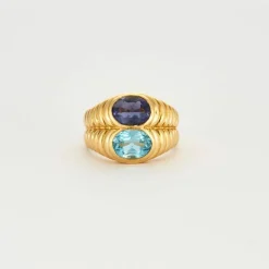 Bague double améthyste aigue-marine